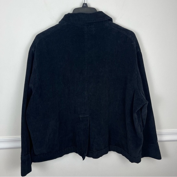 Charlie Joe Black Lexus Ribbed Corduroy Chore Jacket 100% Cotton Boxy M - Picture 6 of 12